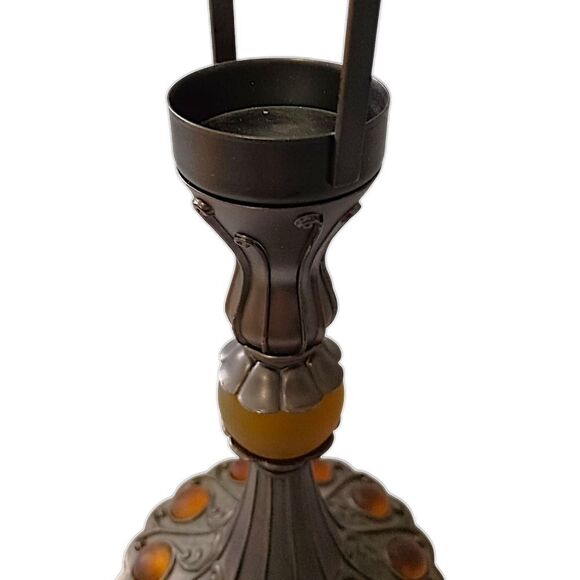 PartyLite Paris Retro Candle Holder Lamp Tealight Votive Vintage Amber Glass - Picture 7 of 16